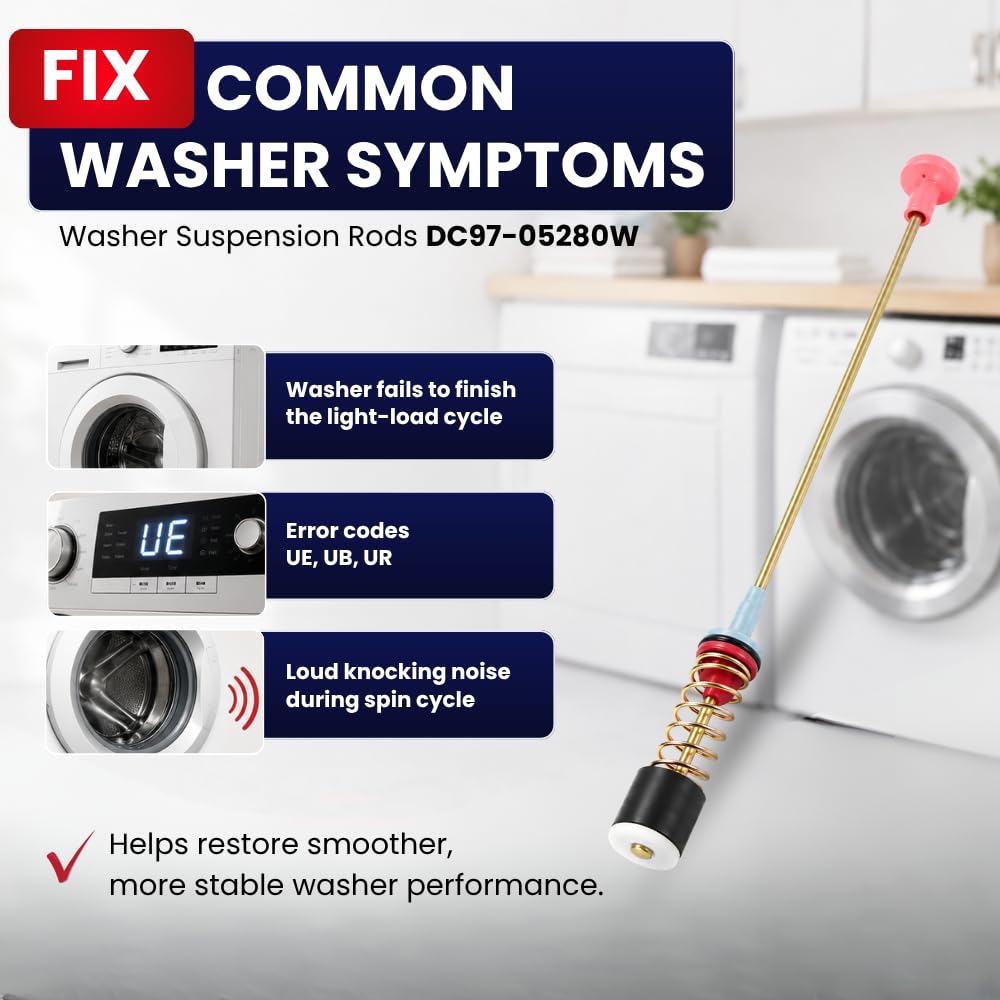 DC97-16350U DC97-16350T Washer Suspension Rod Kit, 4-Pack 26.18-Inch for Samsung Top Load Washers WA50R5200AW/US WA50R5400AV/US – Replaces DC97-16350S DC97-05280W