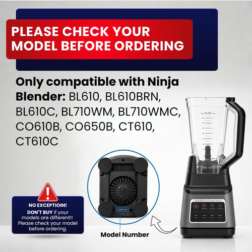 BL610C, BL710WM Replacement Pitcher with Locking Lid Compatible with Ninja Blender BL610BRN, BL610C, CO610B, CO650B, CT610 – Raised Six-Fin Base, 72 oz