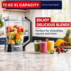 BL610C, BL710WM Replacement Pitcher with Locking Lid Compatible with Ninja Blender BL610BRN, BL610C, CO610B, CO650B, CT610 – Raised Six-Fin Base, 72 oz