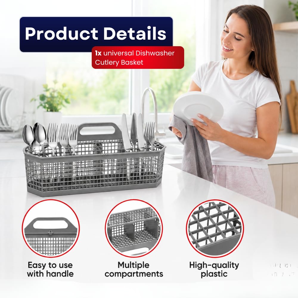 WD28X10128 Dishwasher Cutlery Basket, Universal Silverware Basket for GE Whirlpool Kenmore Maytag Frigidaire KitchenAid Samsung LG – Replaces WD28X10127 WD28X10132 PS959351