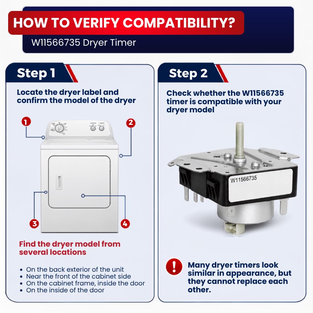 W11566735 W11685947 Dryer Timer for Maytag MED4500MW0 YMED4500MW0 – Replaces 4981088 AP7215858 PS17216594 EAP17216594 162-428-1