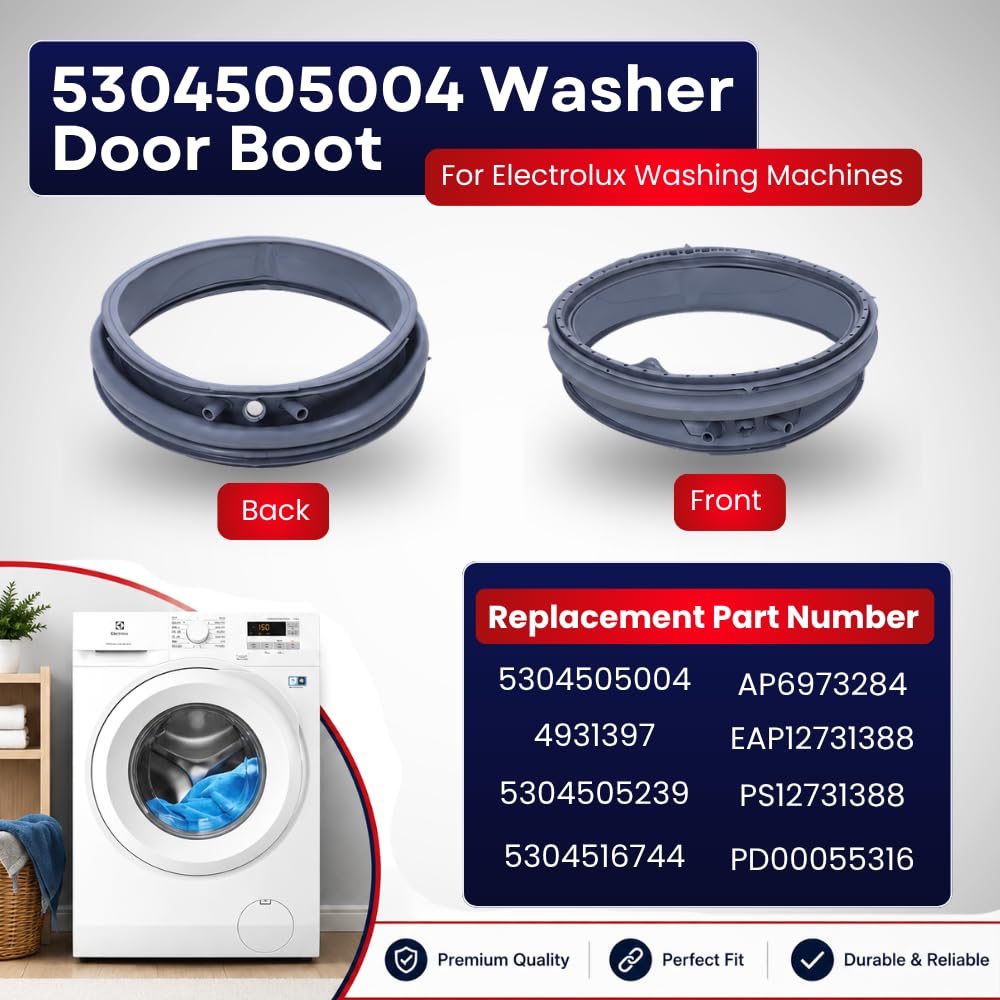 5304505004 Washer Door Seal for Electrolux Front Load Washer – Door Boot Gasket Compatible with EFLS627UTT0 EFLS617STT0 EFLS527UIW0 EFLS517SIW0