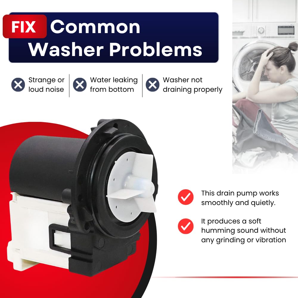 4681EA2001T Washer Drain Pump Motor for LG and Kenmore Washing Machines – 120V 85W, Replaces AP5328388 PS3579318 4681EA1007G 4681EA1007D, Fits WM2101HW WM3270CW