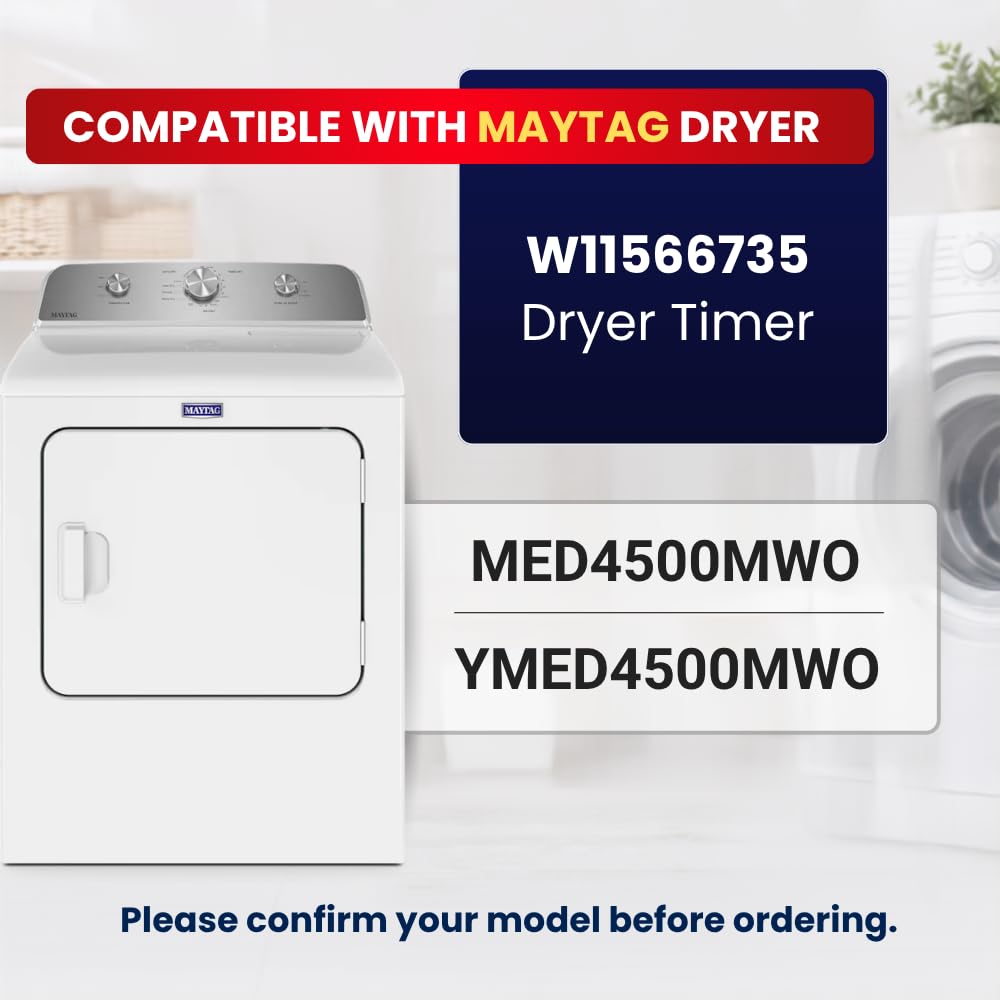 W11566735 W11685947 Dryer Timer for Maytag MED4500MW0 YMED4500MW0 – Replaces 4981088 AP7215858 PS17216594 EAP17216594 162-428-1