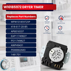 W10185972 Dryer Timer for Whirlpool AED4475TQ1 RED4440VQ1 NED5100TQ1 YAED4475TQ1 IED4400VQ1 EED4300VQ1 – Replaces WPW10185972VP AP6016537 PS11749827
