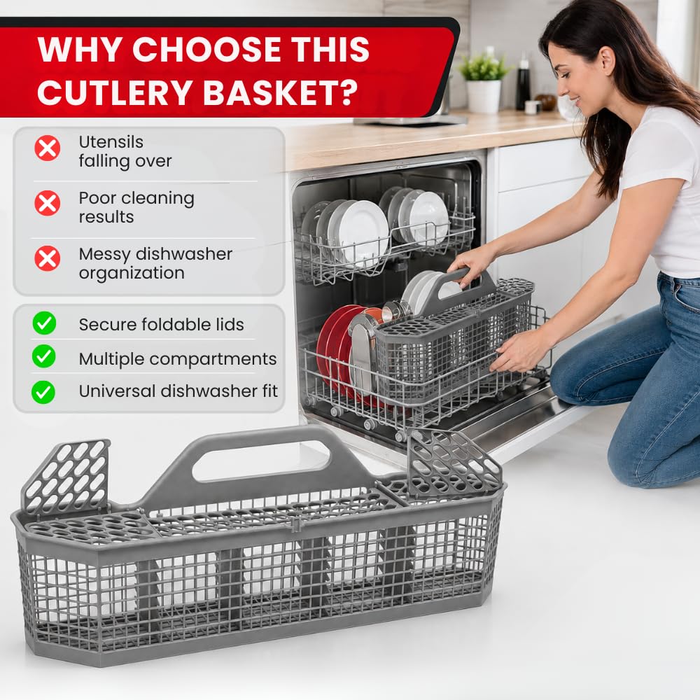 WD28X10128 Dishwasher Cutlery Basket, Universal Silverware Basket for GE Whirlpool Kenmore Maytag Frigidaire KitchenAid Samsung LG – Replaces WD28X10127 WD28X10132 PS959351