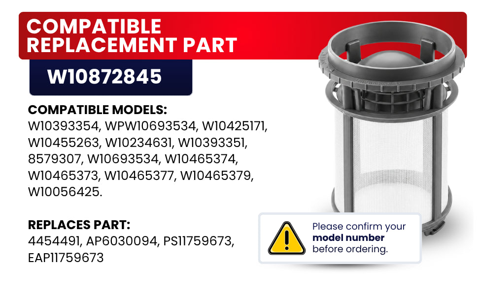 W10872845 Dishwasher Pump Filter Cup for Whirlpool KitchenAid Kenmore Amana –... - detail 4