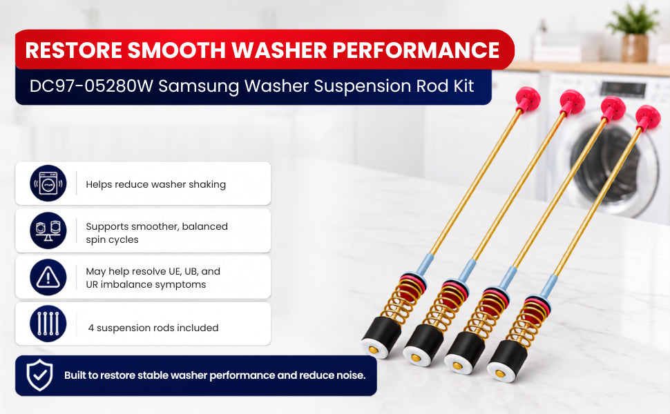 DC97-16350U DC97-16350T Washer Suspension Rod Kit, 4-Pack 26.18-Inch for Sams... - detail 1