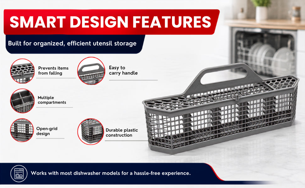 WD28X10128 Dishwasher Cutlery Basket, Universal Silverware Basket for GE Whir... - detail 2