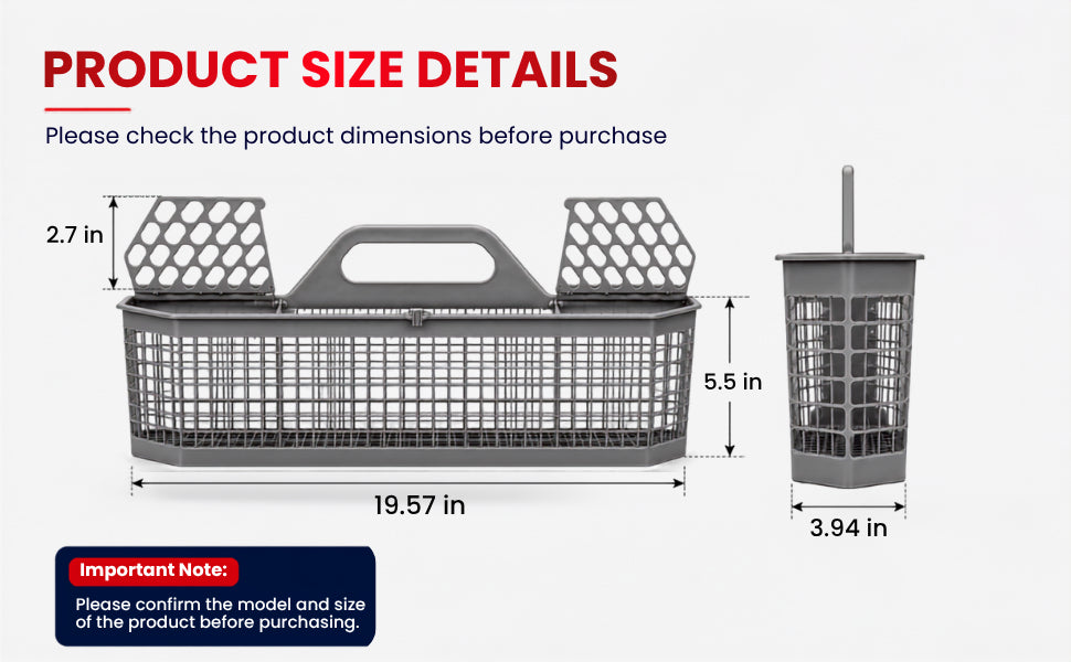 WD28X10128 Dishwasher Cutlery Basket, Universal Silverware Basket for GE Whir... - detail 3