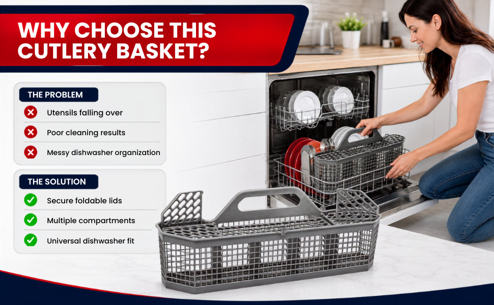 WD28X10128 Dishwasher Cutlery Basket, Universal Silverware Basket for GE Whir... - detail 5
